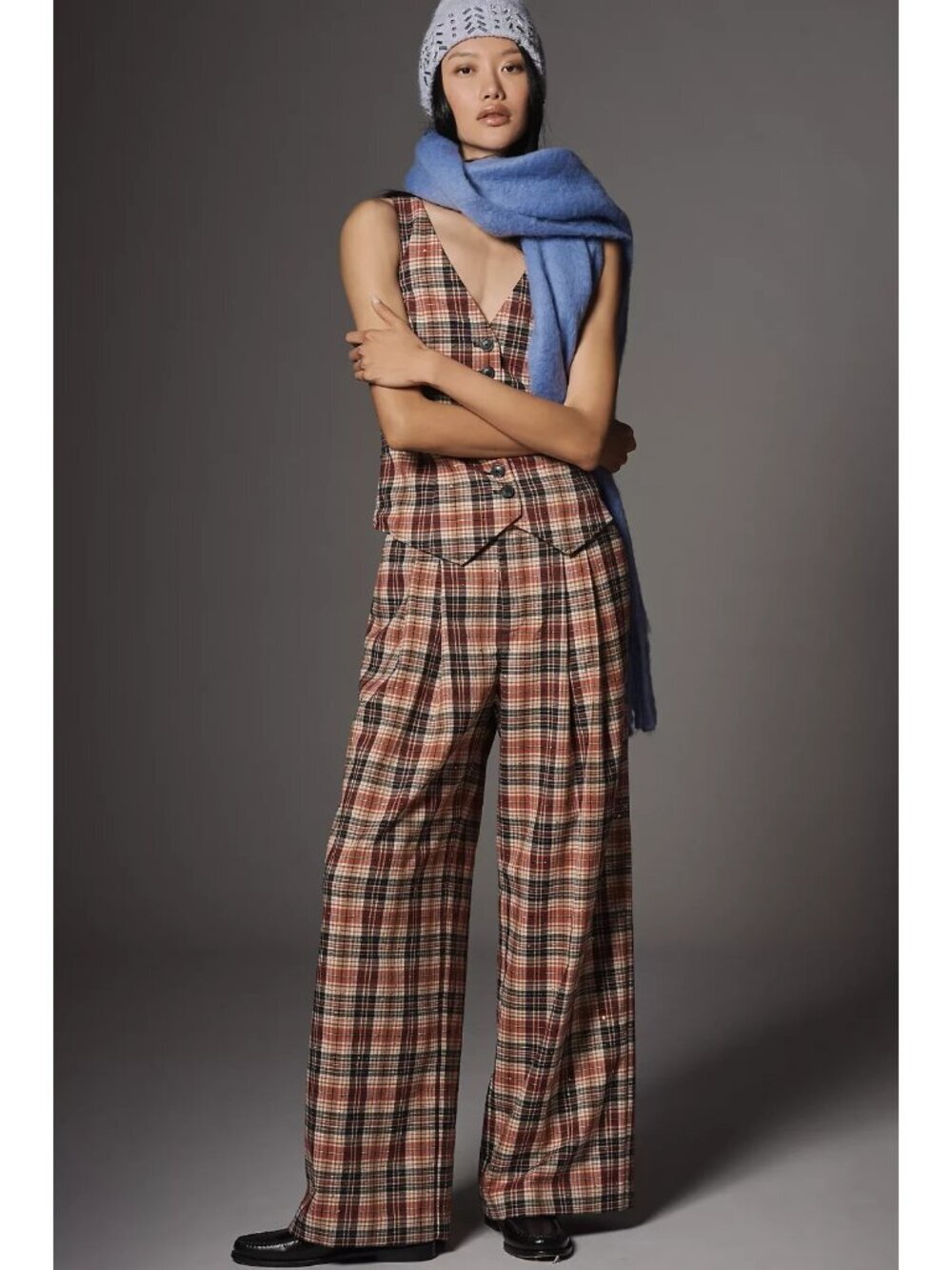 The Avery Sparkle Pleated Wide-Leg Trousers by Maeve LP - Picture 3 of 4
